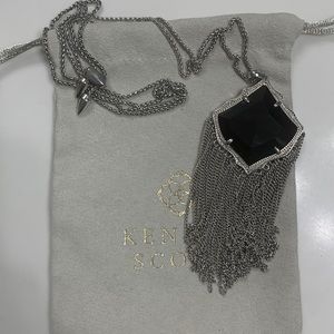 Kendra Scott long pedant with fringe in black/sterling